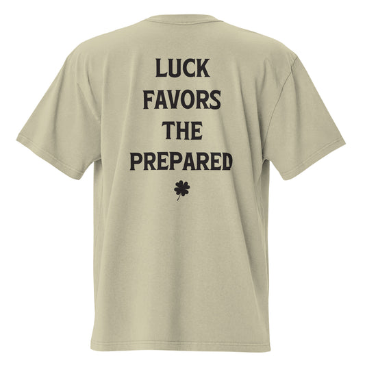 Luck Favors The Prepared Premium Oversized T-shirt - Color: Eucaplyptus