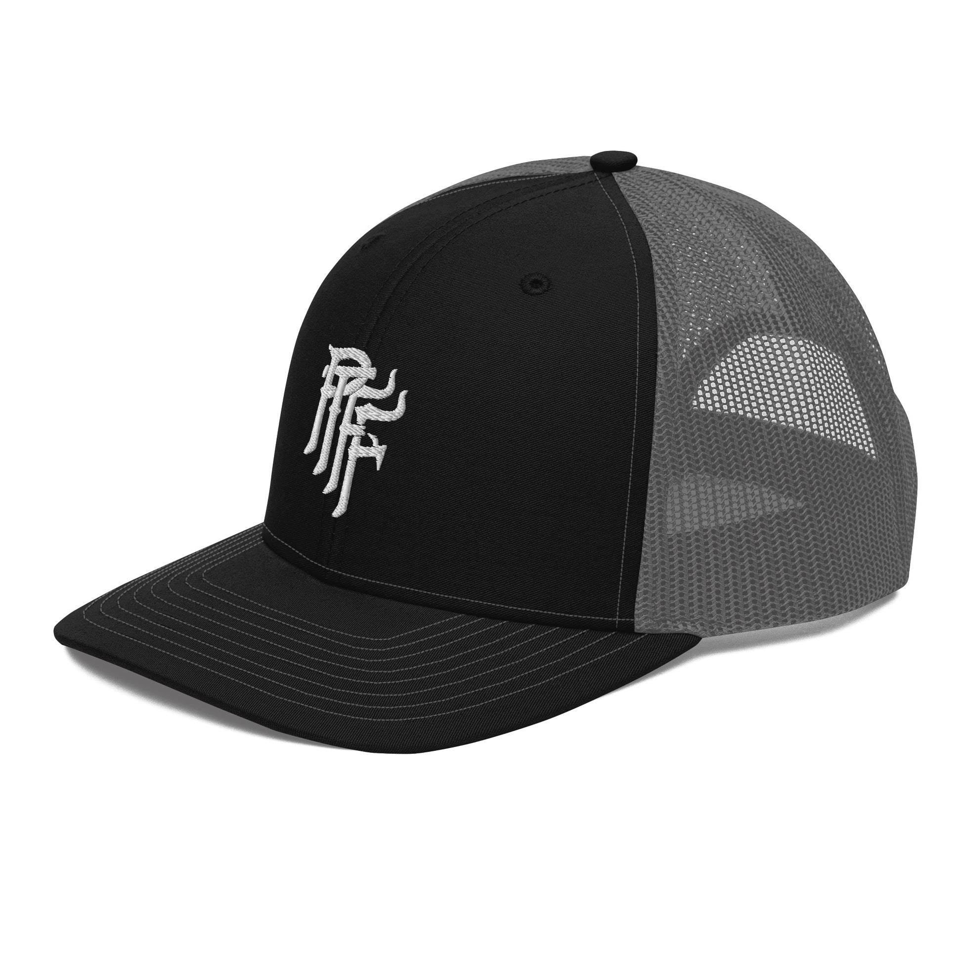 PTFF Embroidered Trucker Hat - Color: Black/Grey